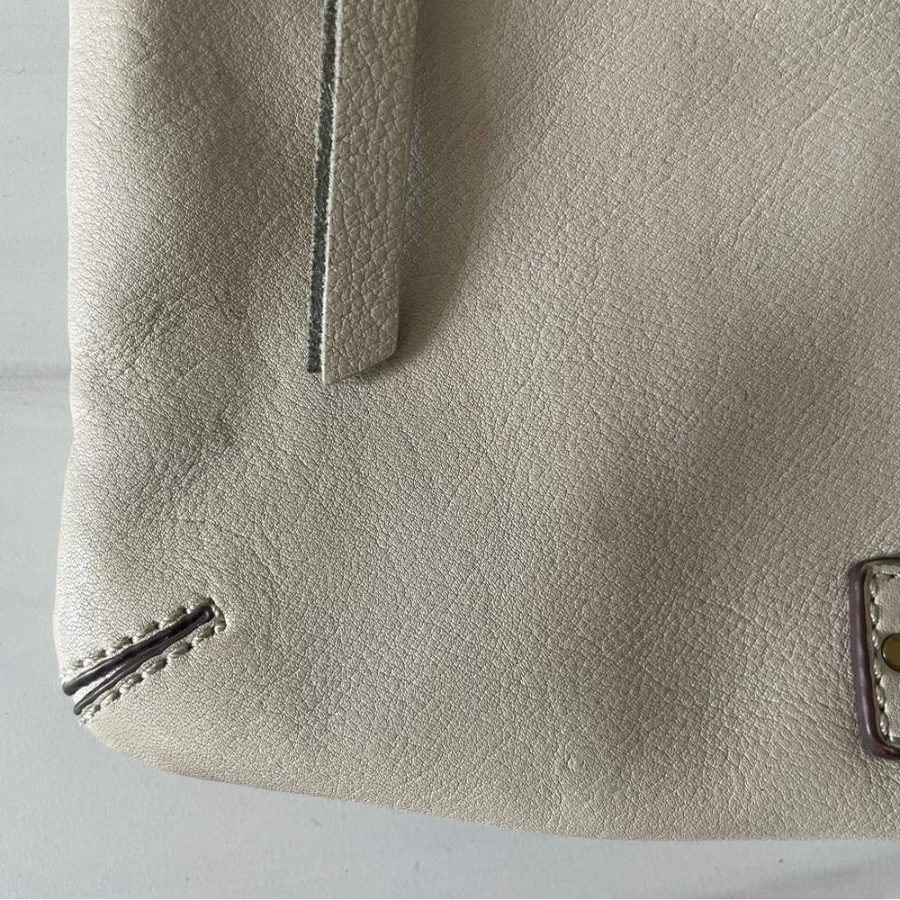 Lucky Brand Real Leather Foldover Option Shoulder Crossbody Bag- Fringe- Ivory - Picture 3 of 10